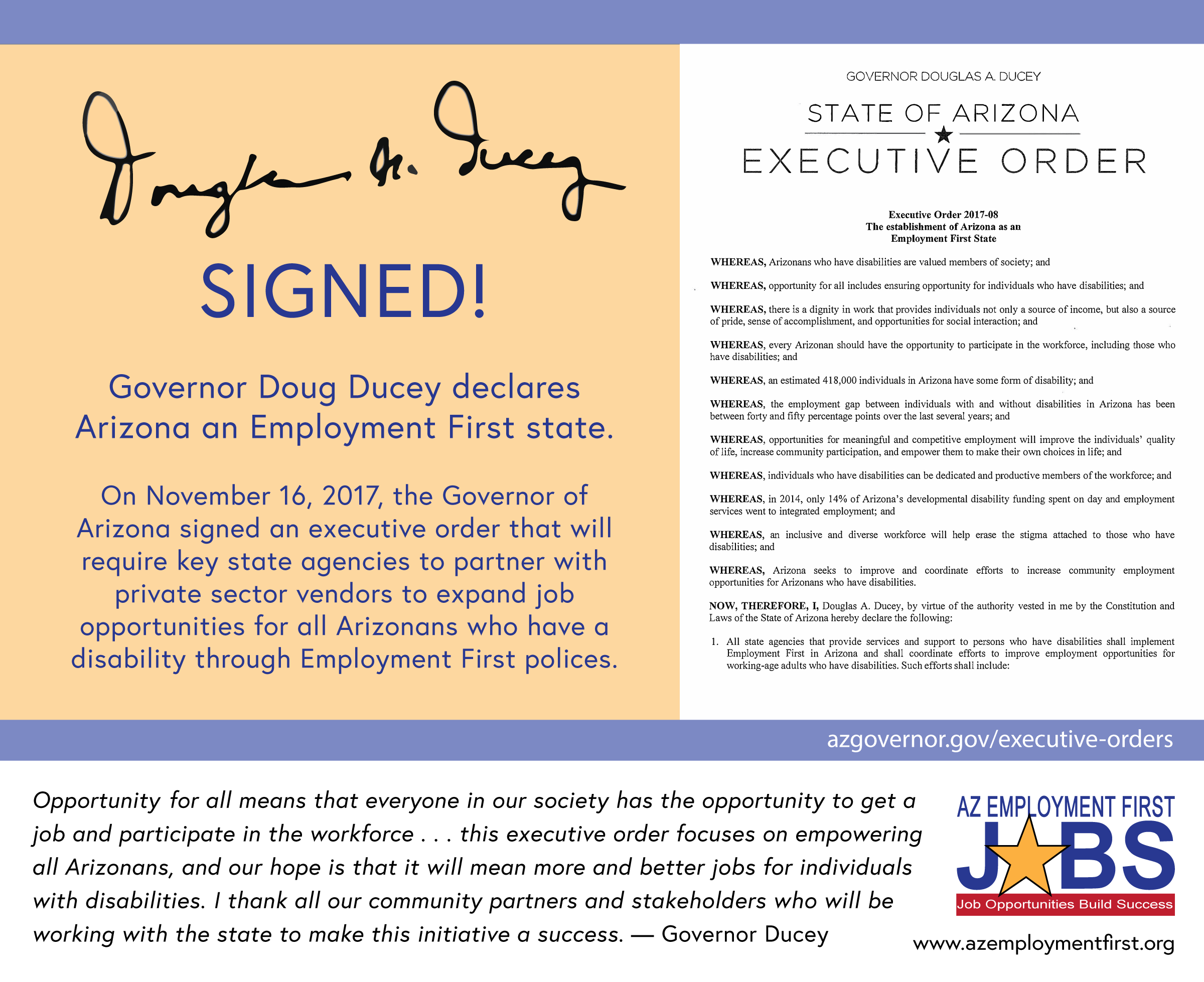 Executive Order for Arizona as Employment First State.